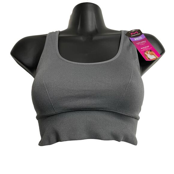 Maidenform Womens Size Small Gray Pure Comfort Feel Good Crop Tank Bra DM2304 - Picture 1 of 10